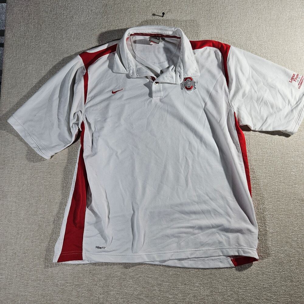 Nike Dri-FIT Ohio State Golf Polo Mens L Celebrity Tournament Logan Family